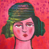 LADY WITH COOL HAIR 10"x10" fabric panel