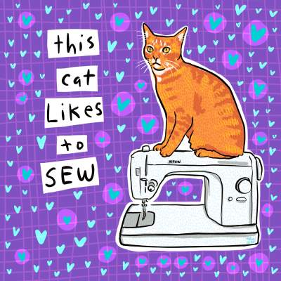 THIS CAT LIKES TO SEW 10"x10" fabric panel