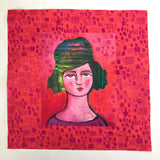 LADY WITH COOL HAIR 10"x10" fabric panel
