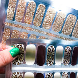 EARTHY LEOPARD  nail wraps  (gold glitter accent)